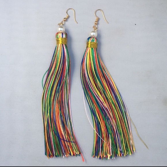 New! Multi-Color Tassel Earrings - Picture 6 of 12